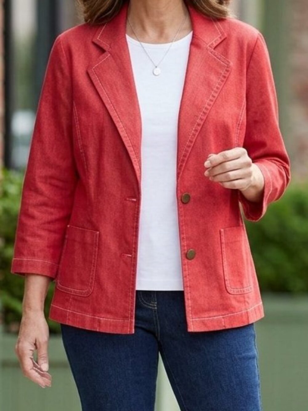 Joan Rivers Women's Lightweight Button Down Jacket Size M Pockets Cotton Blend